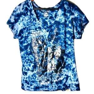 Dereon 1X Blue Tie Dye Top Plus
